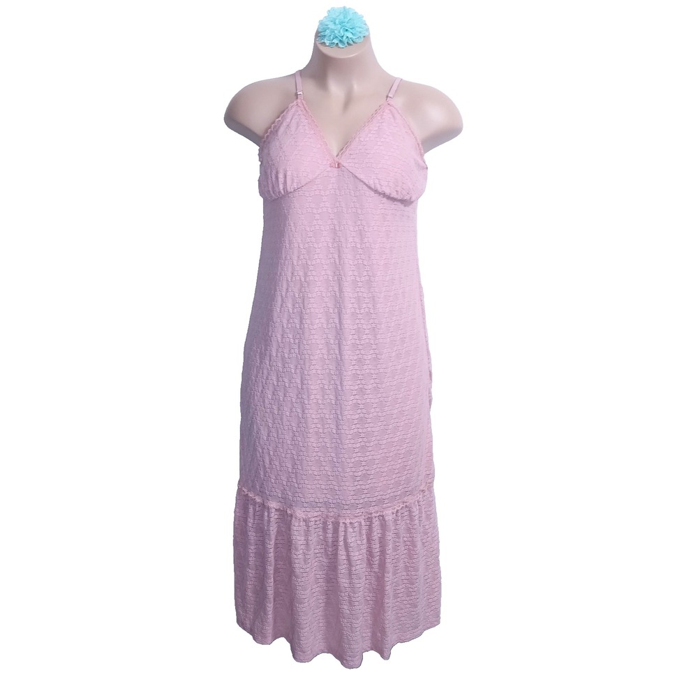 Cottagecore Bodycon Women Lace Maxi Dress XXL Dusty Rose Pink Feminine Dainty